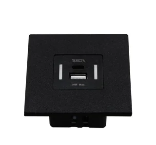 پریز توکار شارژر دار USB و Type-C تیسا با قاب مربعی